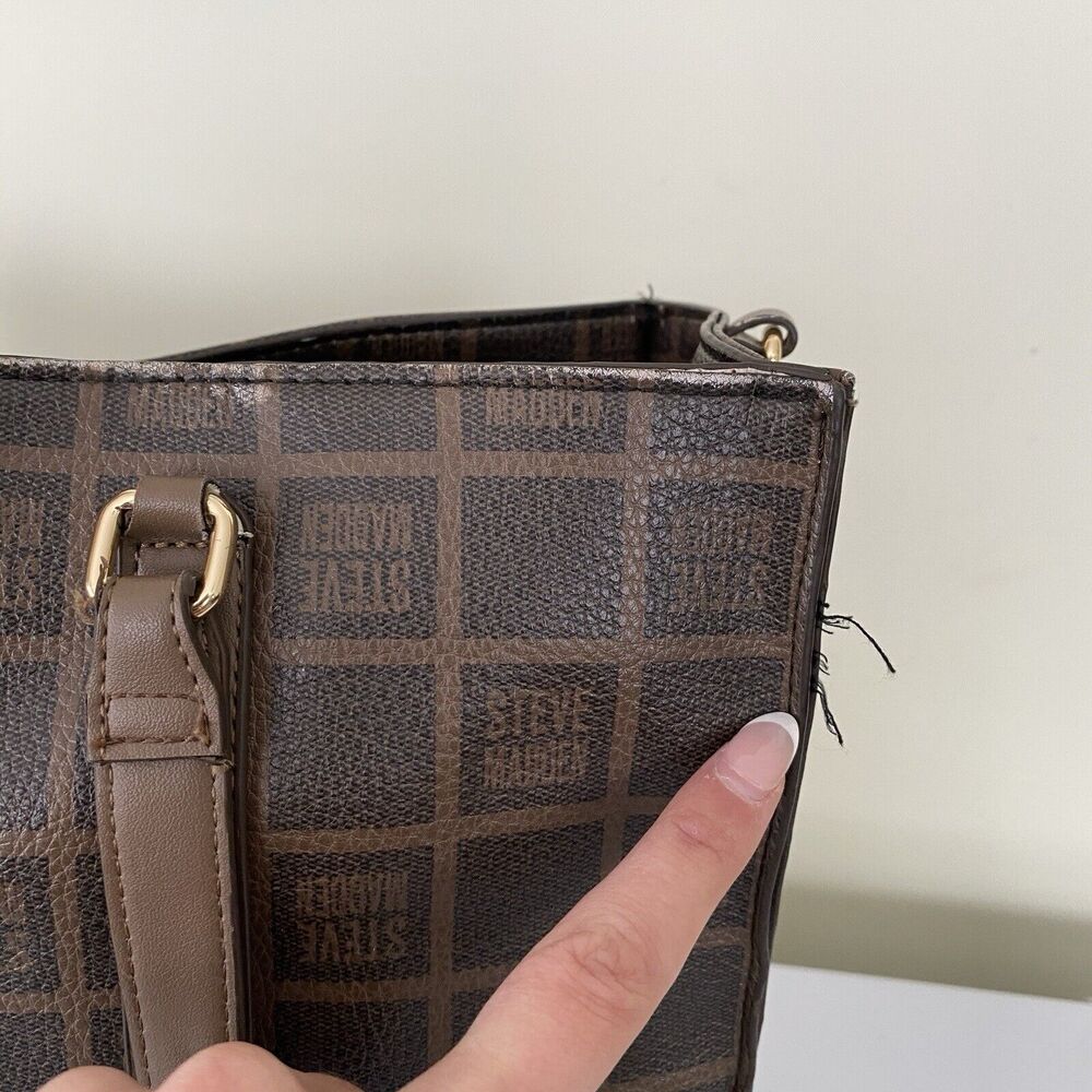 Steve Madden Blivia Logo Tote Bag Brown Large 14X12X6 - Picture 10 of 14